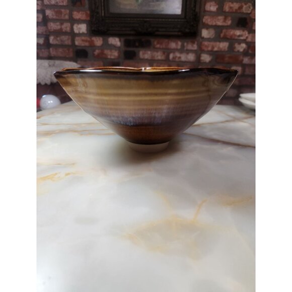 Bill Campbell Handcrafted Signed Ceramic Bowl Studio Art Brown Glazed Bowl - Picture 8 of 16
